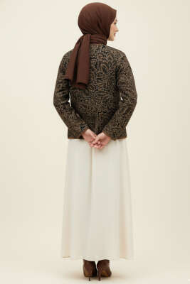 Vintage Desen Kısa Ceket Kahve - Ceket