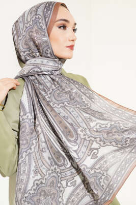 Vintage Desen Şal Camel - Başörtüsü