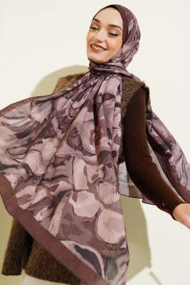 Vintage Ebruli Bambu Kraş Şal Acı Kahve 