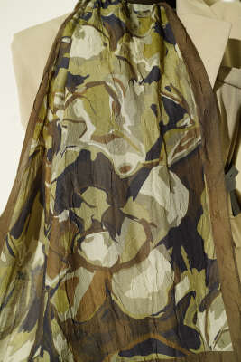 Vintage Ebruli Bambu Kraş Şal Haki - Başörtüsü