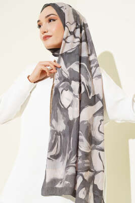 Vintage Ebruli Bambu Kraş Şal Nefti - Başörtüsü