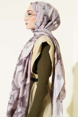 Vintage Ebruli Bambu Kraş Şal Taş - Başörtüsü