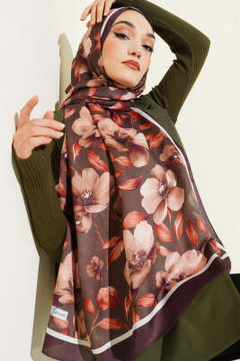 Vintage Flowers Şal Acı Kahve 