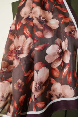 Vintage Flowers Şal Acı Kahve - Başörtüsü