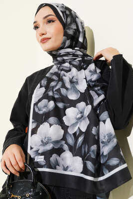 Vintage Flowers Şal Antrasit 