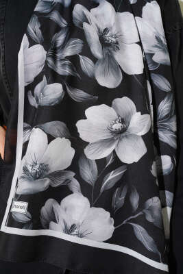 Vintage Flowers Şal Antrasit - Başörtüsü