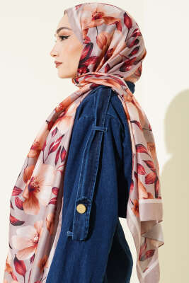 Vintage Flowers Şal Bej - Başörtüsü