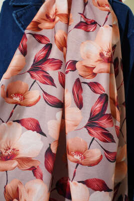Vintage Flowers Şal Bej - Başörtüsü