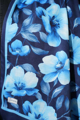 Vintage Flowers Şal Lacivert - Başörtüsü