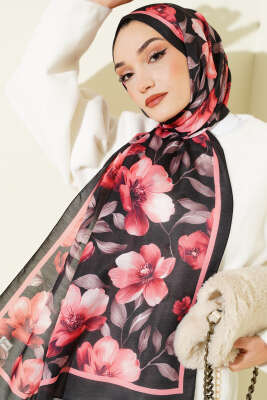 Vintage Flowers Şal Siyah 