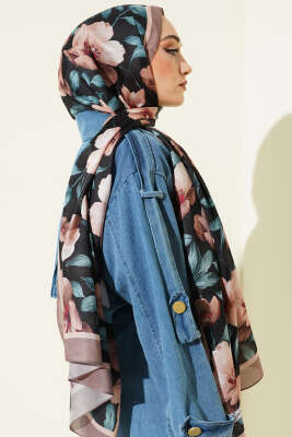 Vintage Flowers Şal Vizon - Başörtüsü