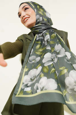 Vintage Flowers Şal Zümrüt - Başörtüsü