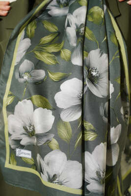 Vintage Flowers Şal Zümrüt - Başörtüsü