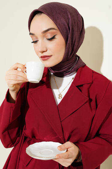 Vintage Motifli Eşarp Acı Kahve - Başörtüsü