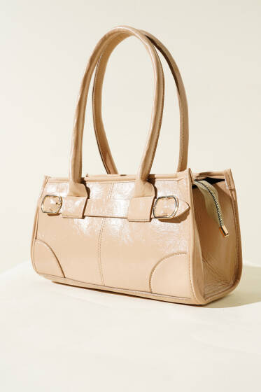 Vintage Rugan Baget Çanta Bej - Kol Çantası