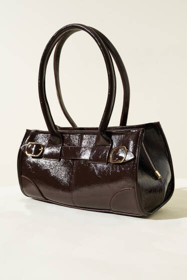 Vintage Rugan Baget Çanta Kahve - Kol Çantası