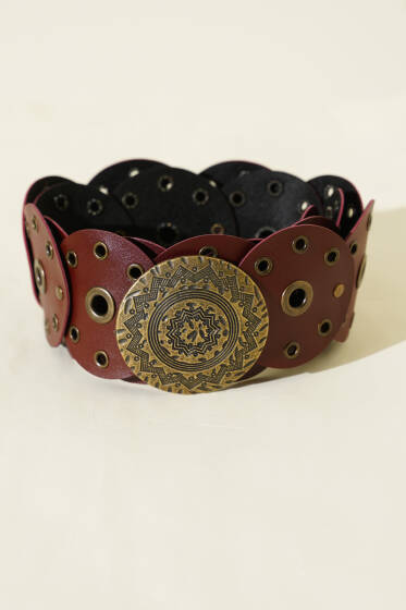 Vintage Tarzı Kemer Bordo - Deri Kemer