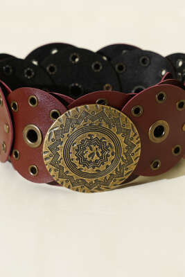 Vintage Tarzı Kemer Bordo - Deri Kemer