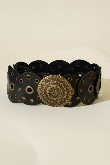 Vintage Tarzı Kemer Siyah - Deri Kemer