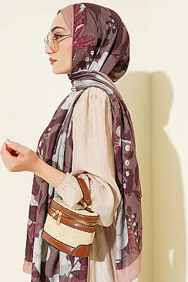 Violet Liva Modal Kraş Şal Camel - Başörtüsü