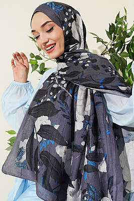 Violet Liva Modal Kraş Şal Füme - MODA KAŞMİR