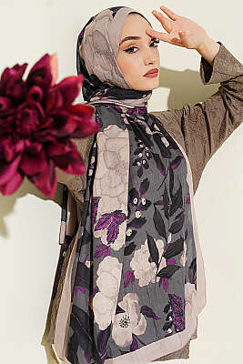 Violet Liva Modal Kraş Şal Kum Bej - MODA KAŞMİR