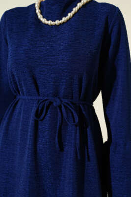 Volanlı Damla Örme Elbise Lacivert - Elbise