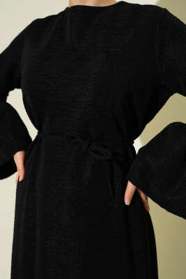 Volanlı Damla Örme Elbise Siyah - 700-1000 TL Ürünler