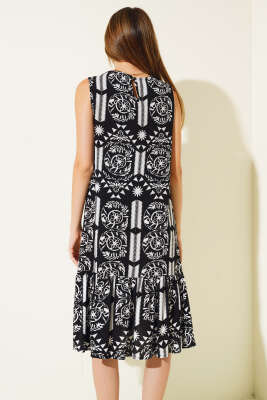 Volanlı Kolsuz Elbise Siyah - Kadın Giyim Modelleri