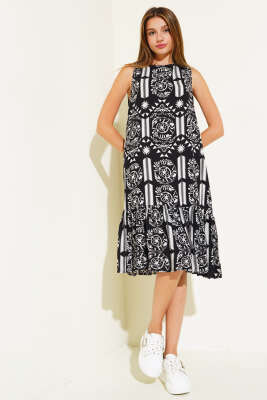 Volanlı Kolsuz Elbise Siyah - Kadın Giyim Modelleri