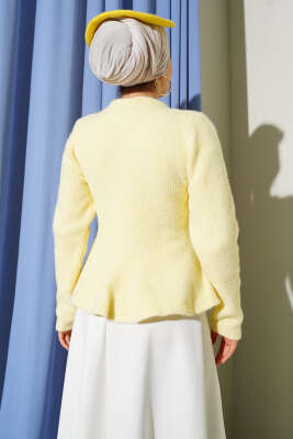 Volanlı Yumoş Triko Kazak Sarı - Triko Kazak