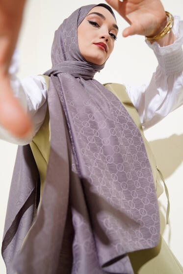 VS Desen Jakar Şal Füme - Başörtüsü
