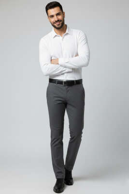 Waffle Desen Erkek Gömlek Ekru - Erkek Gömlek