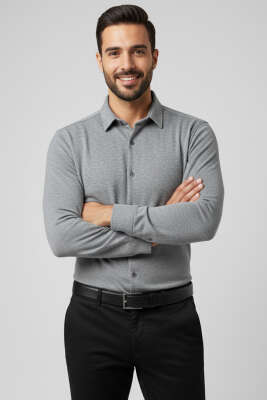 Waffle Desen Erkek Gömlek Füme - WİPEOUT