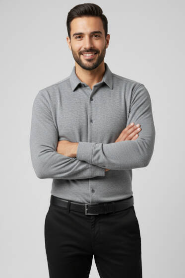 Waffle Desen Erkek Gömlek Füme - Erkek Gömlek