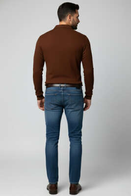 Waffle Desen Erkek Gömlek Kahve - Erkek Gömlek