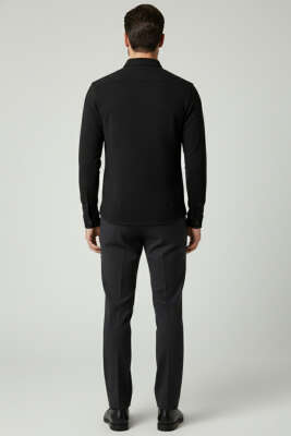 Waffle Desen Erkek Gömlek Siyah - Erkek Gömlek