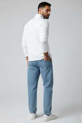 Waffle Fermuarlı Erkek Sweatshirt Ekru - Yılın Fırsatı