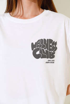 Wellhess Baskılı T-shirt Ekru - Kadın Giyim Modelleri