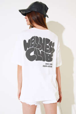 Wellhess Baskılı T-shirt Ekru - Kadın Giyim Modelleri