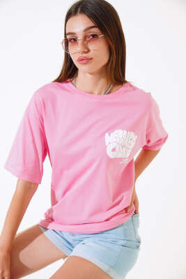 Wellhess Baskılı T-shirt Pembe 