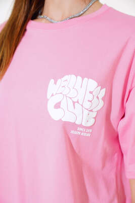 Wellhess Baskılı T-shirt Pembe - Kadın Giyim Modelleri
