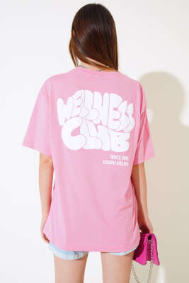 Wellhess Baskılı T-shirt Pembe - Kadın Giyim Modelleri