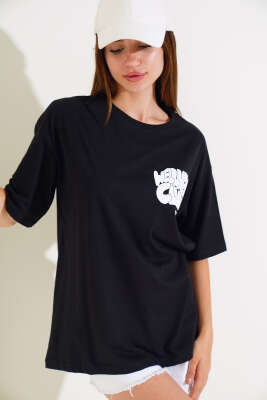 Wellhess Baskılı T-shirt Siyah 