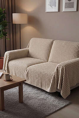 Welsoft Kumaş Koltuk Örtüsü Bej 