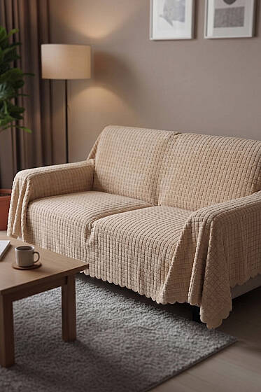 Welsoft Kumaş Koltuk Örtüsü Latte - Koltuk Örtüsü