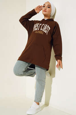 West Coast Baskılı Tunik Kahve - Tunik