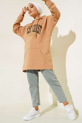 West Coast Baskılı Tunik Latte - Tunik