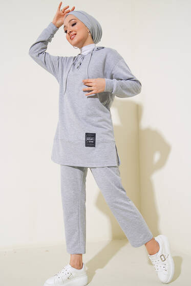 What Ever Armalı Kapüşonlu İkili Takım Gri - İKİLİ TAKIM