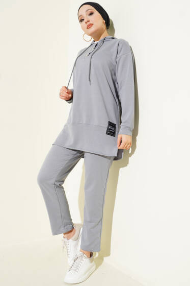 What Ever Armalı Kapüşonlu İkili Takım Gri - İkili Takım